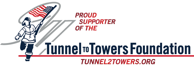 Tunnel to Towers Foundation logo with firefighter holding American Flag