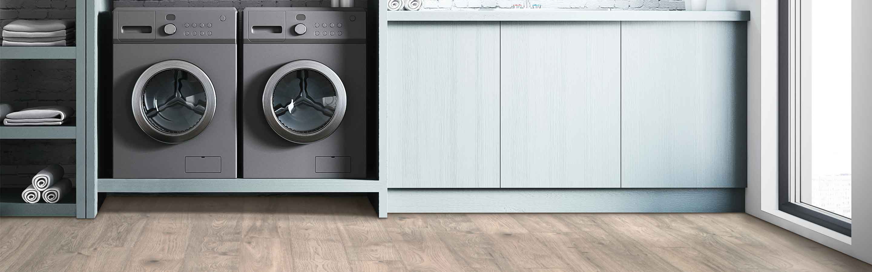 Laminate flooring in a laundry room