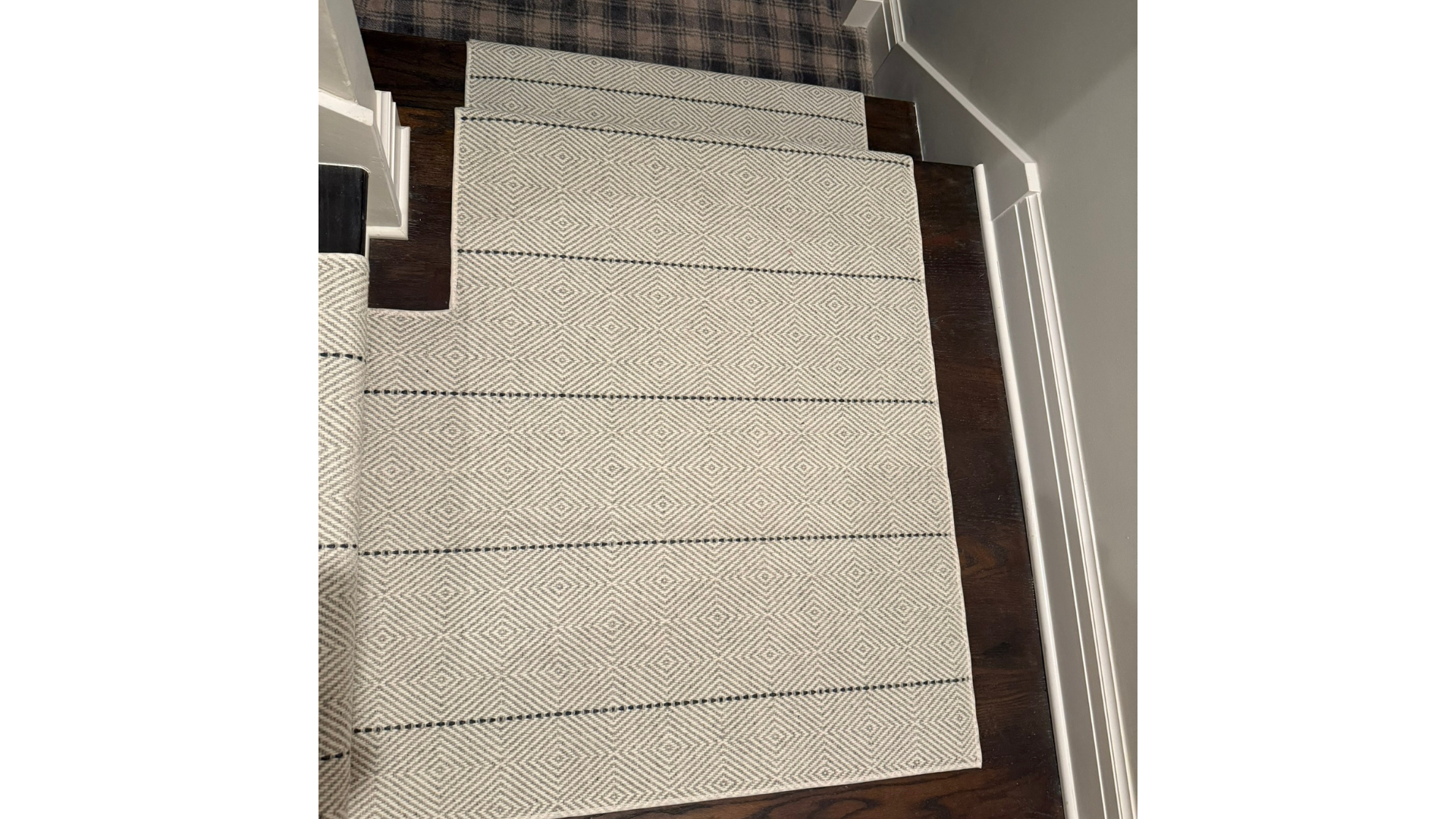 Patterned carpet stair runner for Michigan home